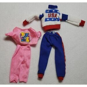 80s Lot Barbie USA Track Jogging Suit Skipper Cool Tops Telephone Pink Top Pants